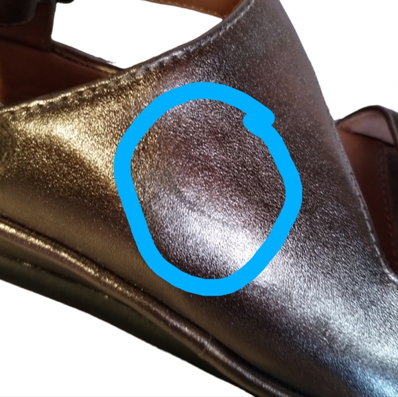 L'Amour Des Pieds Metallic Champagne Gold Color Leather Platform Sandals - Picture 14 of 16